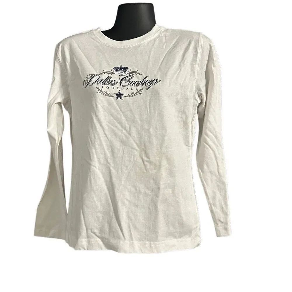 COWBOYS white long sleeve shirt tee top women’s Small